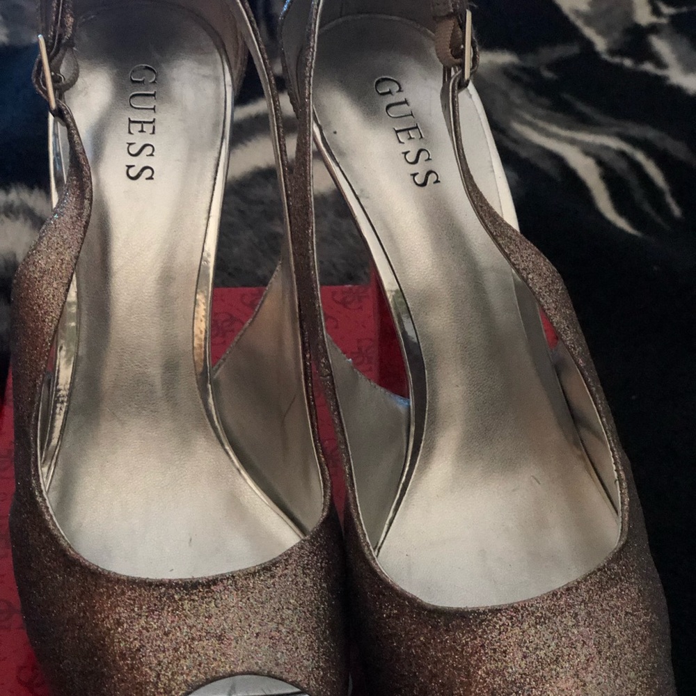 Silver Peep Toe Pump